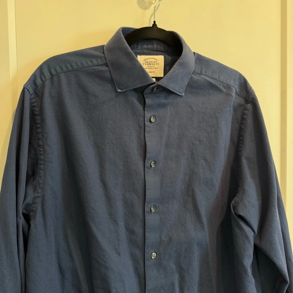 Charles Tyrwhitt Classic Fit Dress Shirt Men’s 16 Blue 100% Cotton Button Down